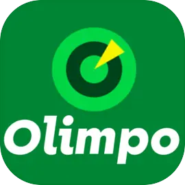 Logo de la app Olimpo Bet en color verde con un círculo y una flecha amarilla apuntando al centro.